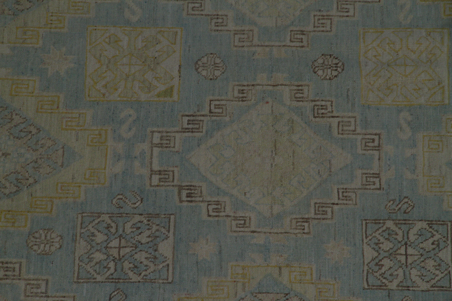 8'x10' Soft Pink Blue Beige Ivory Geometric Kazak Design Ariana Hazara Rug
