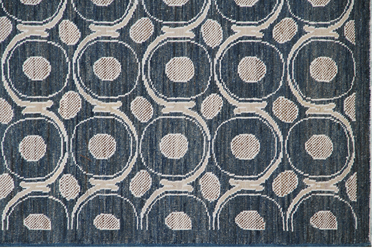 10'x19' Denim Blue Circular Ariana Modern Rug