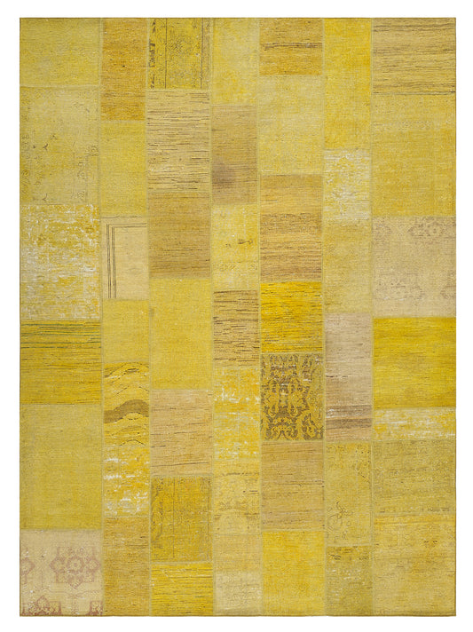 9'x12' Yellow Ariana Patchwork Overdyed Wool Rug