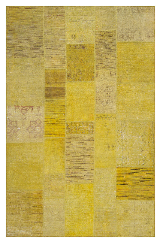 7'x10' Yellow Ariana Patchwork Overdyed Wool Area Rug