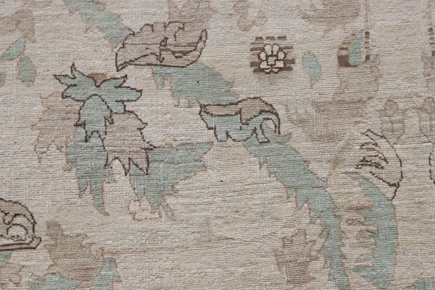 10'x14' Polonaise Design Green Blue Pink Ivory Brown Silk and Wool Ariana Luxury Rug