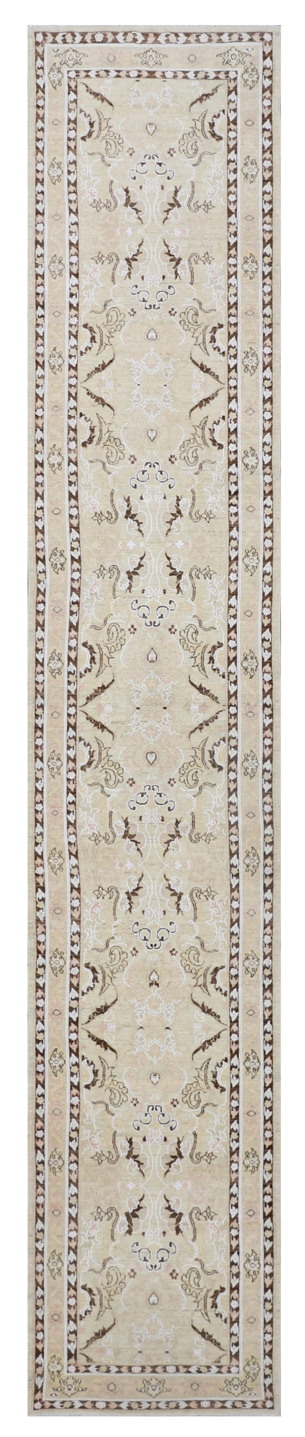 16'x3' Ariana Transitional Ivory Cream Brown White Runner Rug