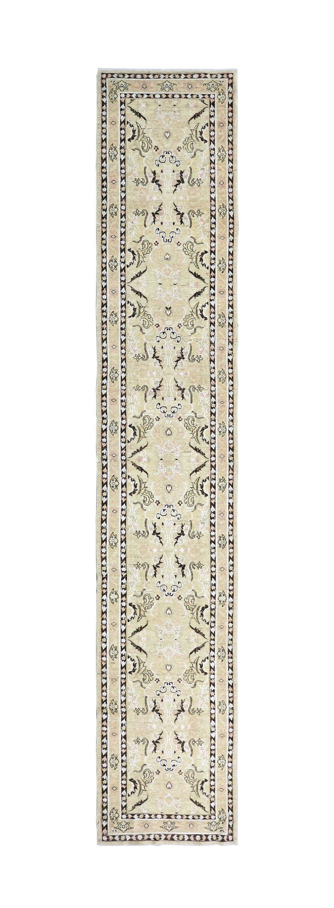 16'x3' Ariana Transitional Ivory Cream Brown White Runner Rug