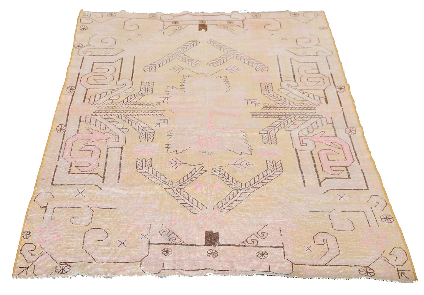 5'x8' Soft Gold and Pink Vintage Samarkand Yarkand Rug