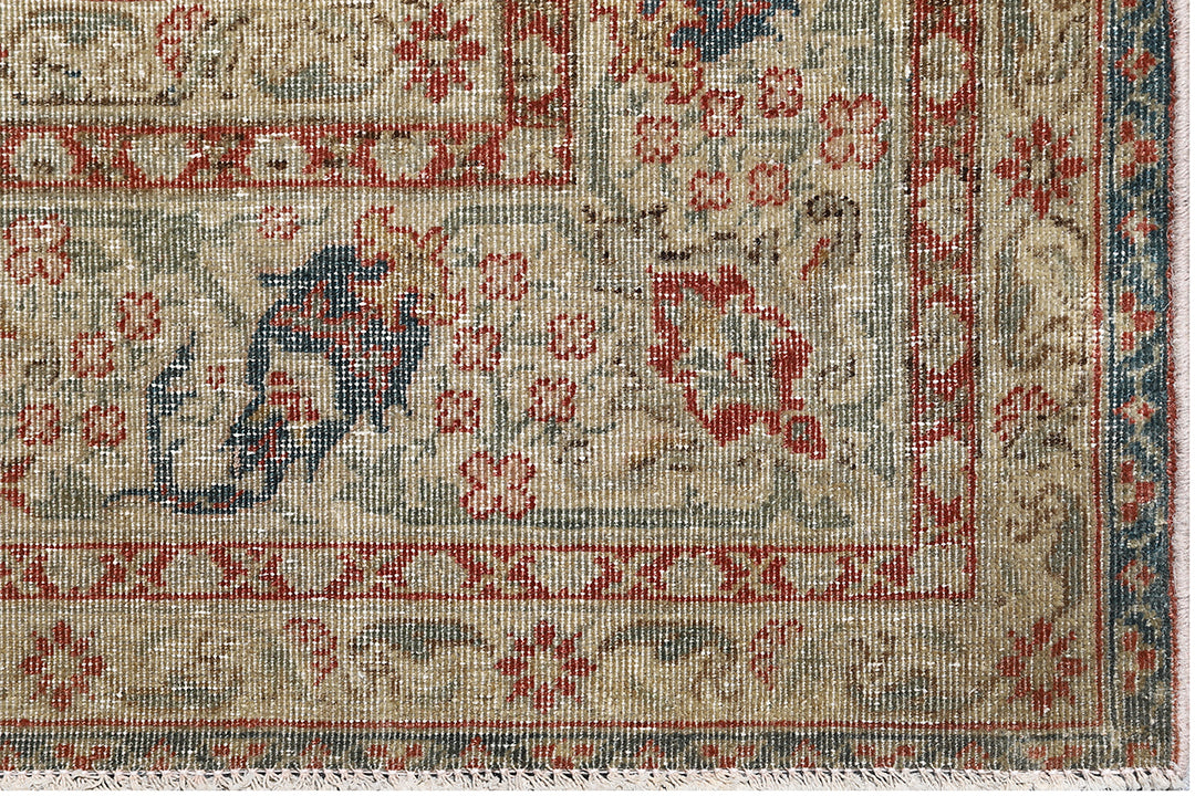 5x8 Soft Grey Terracotta Red Ivory Antique Persian Rug