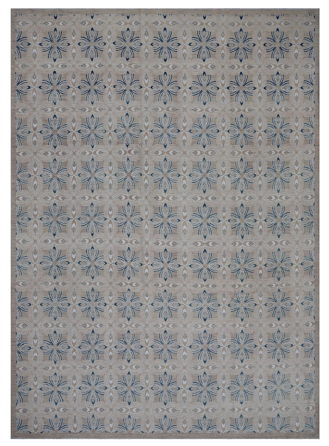 9'x12' Unique Rug | Ariana Modern Taupe Blue White Rug