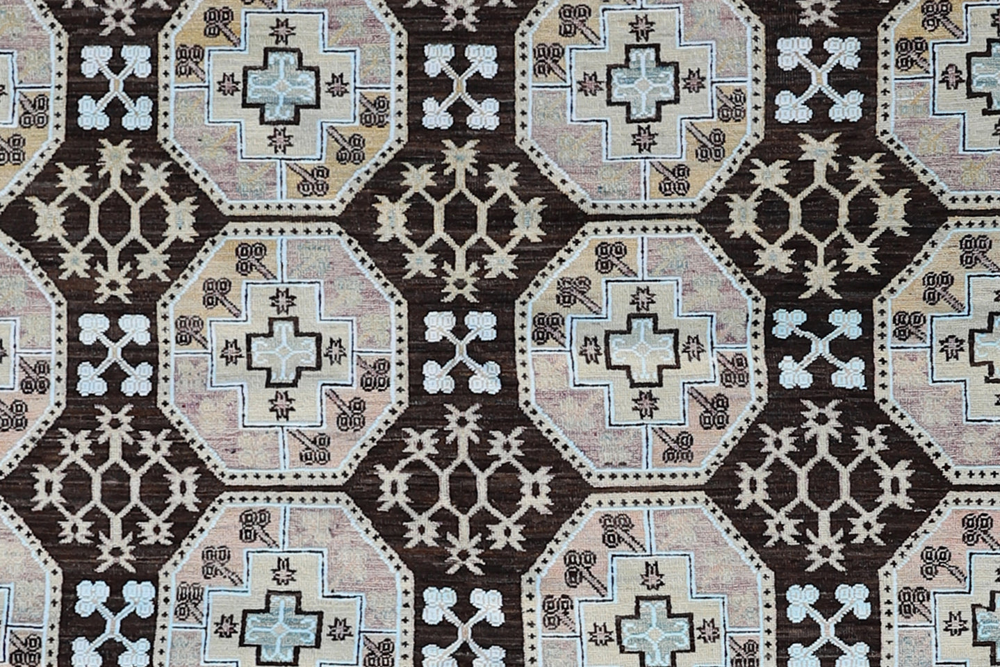 9'x12' Dark Brown Blue Beige Elephant foot Design Ariana Transitional Design