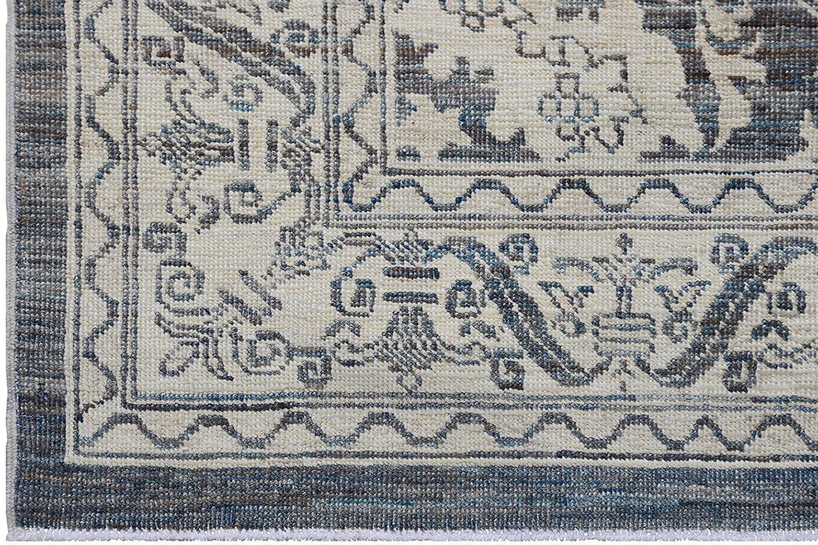 4'x22' Ariana Agra Design traditional Long Navy Cream Geometric Runner Rug