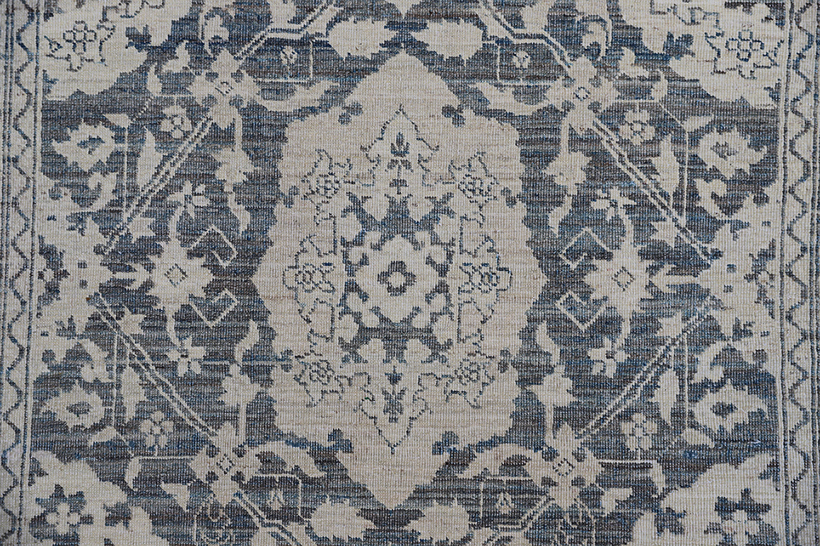 4'x22' Ariana Agra Design traditional Long Navy Cream Geometric Runner Rug