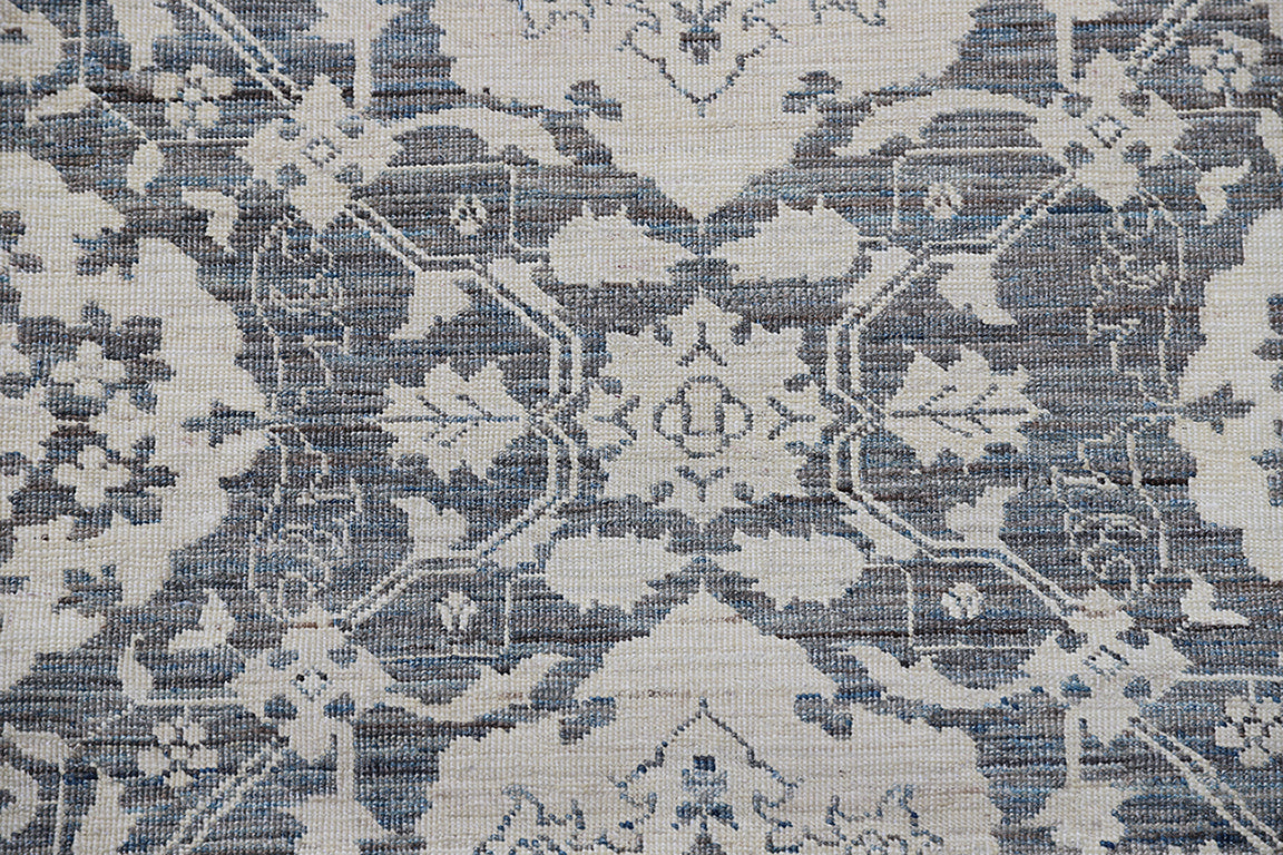 4'x22' Ariana Agra Design traditional Long Navy Cream Geometric Runner Rug
