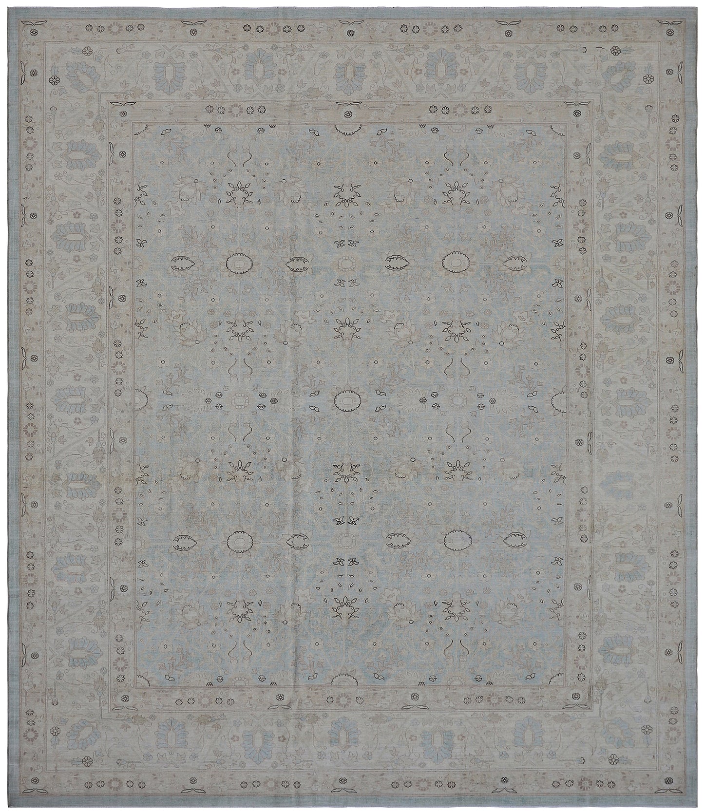 8'x10' Ariana Traditional Tabriz Design Blue Beige Brown Rug