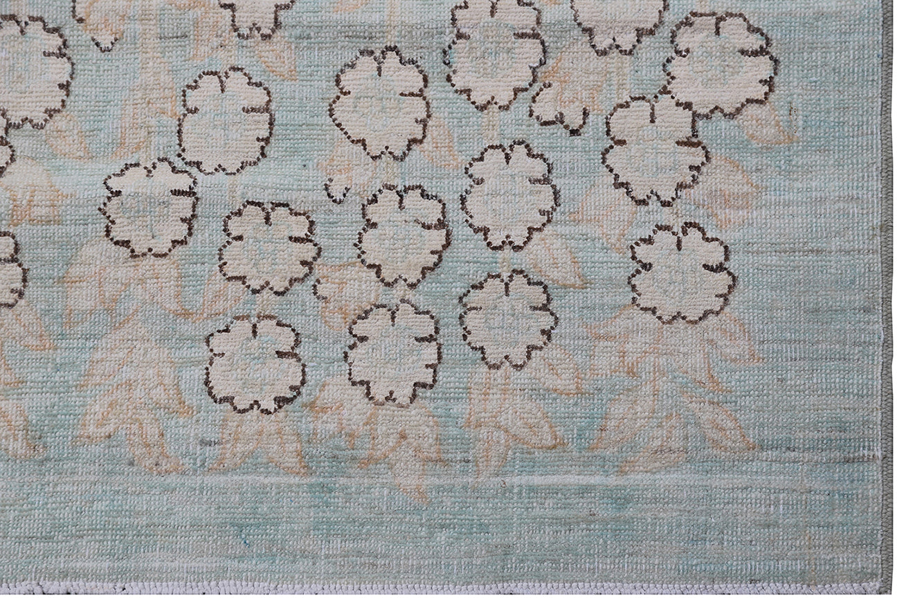 9'x12 Soft Blue Directional Floral Design Ariana Modern Transitional Rug