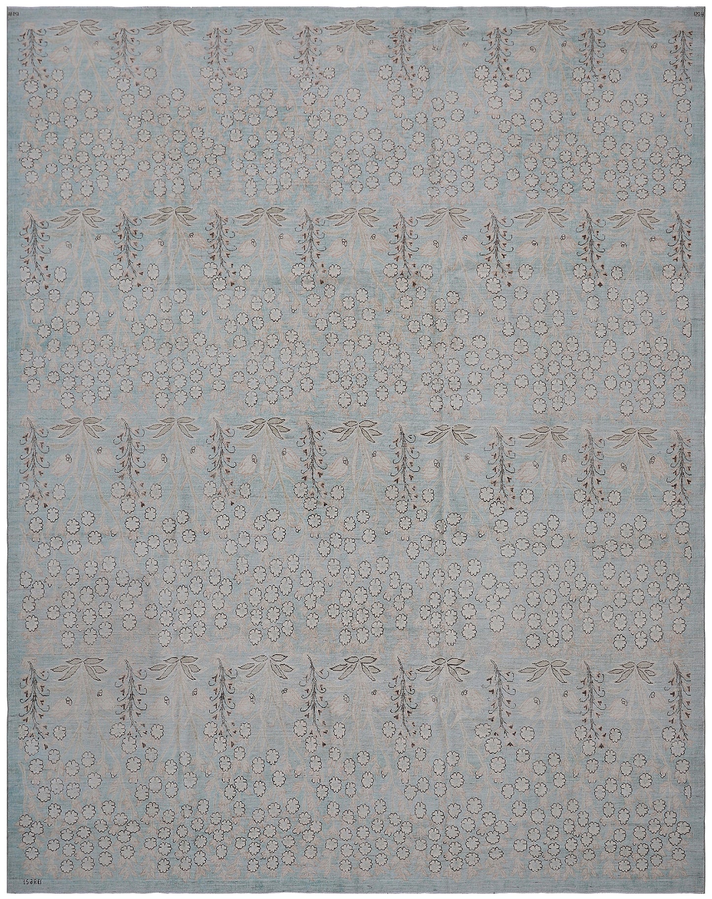 9'x12 Soft Blue Directional Floral Design Ariana Modern Transitional Rug