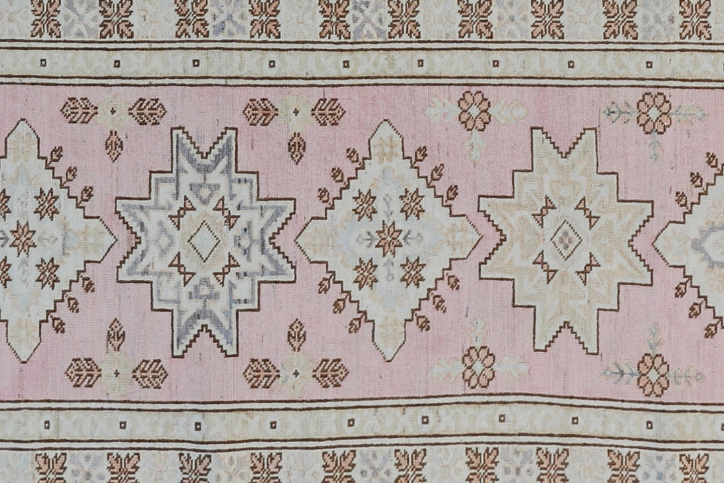 3'x11' Ariana Caucasian Design Geometric Pink Blue Ivory Runner Rug