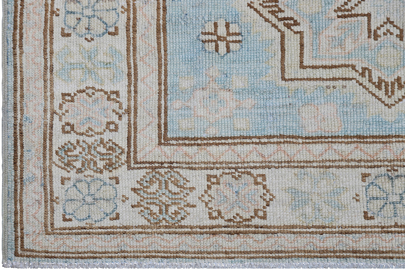 3'x4' Ariana Caucasian Design Blue Beige Brown Geometric Hazara Rug