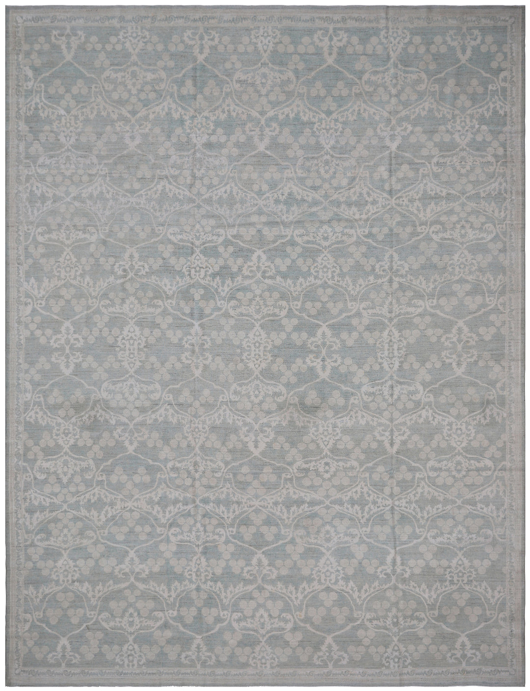 9'x12' Ariana Modern Ottoman Design Blue Cream Rug