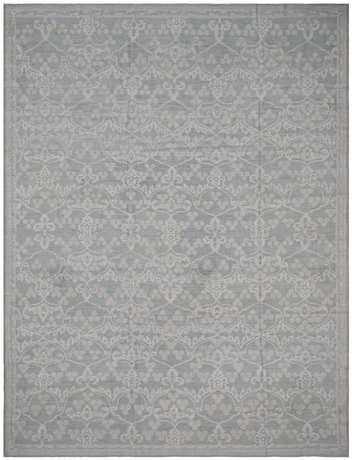 9'x12' Ariana Modern Ottoman Design Blue Cream Rug