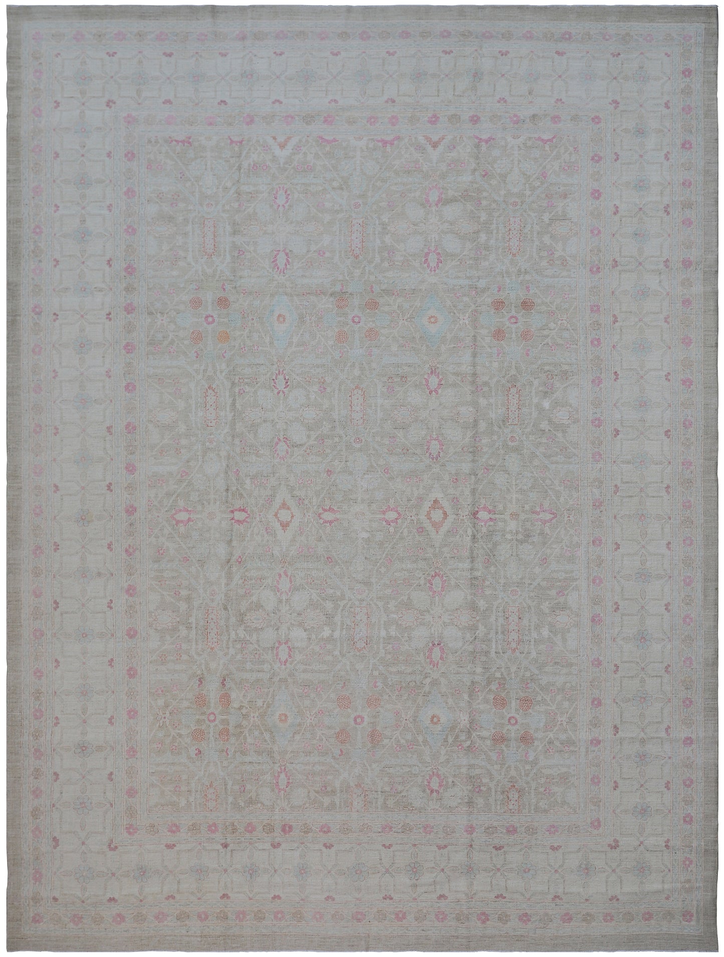 10' x 14' Ariana Sultanabad Design Pastel Blue Ivory Pink Traditional Rug