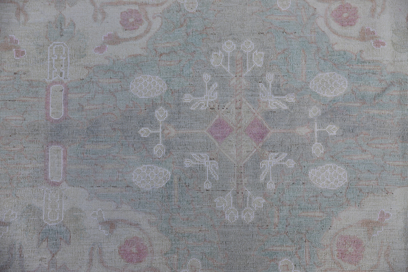 10'x14' Ariana Traditional Sultanabad Design Green Pink White Rug