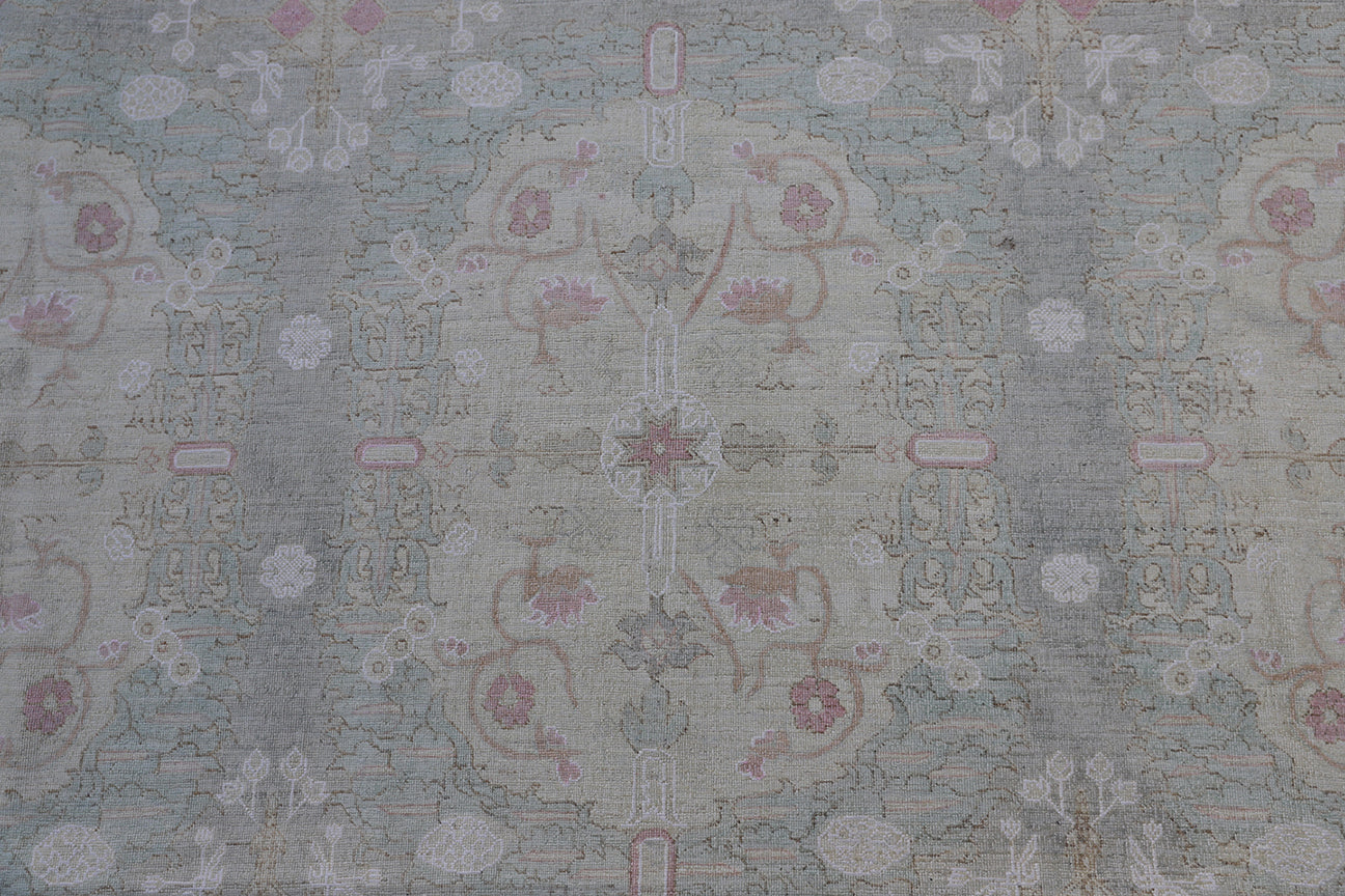 10'x14' Ariana Traditional Sultanabad Design Green Pink White Rug
