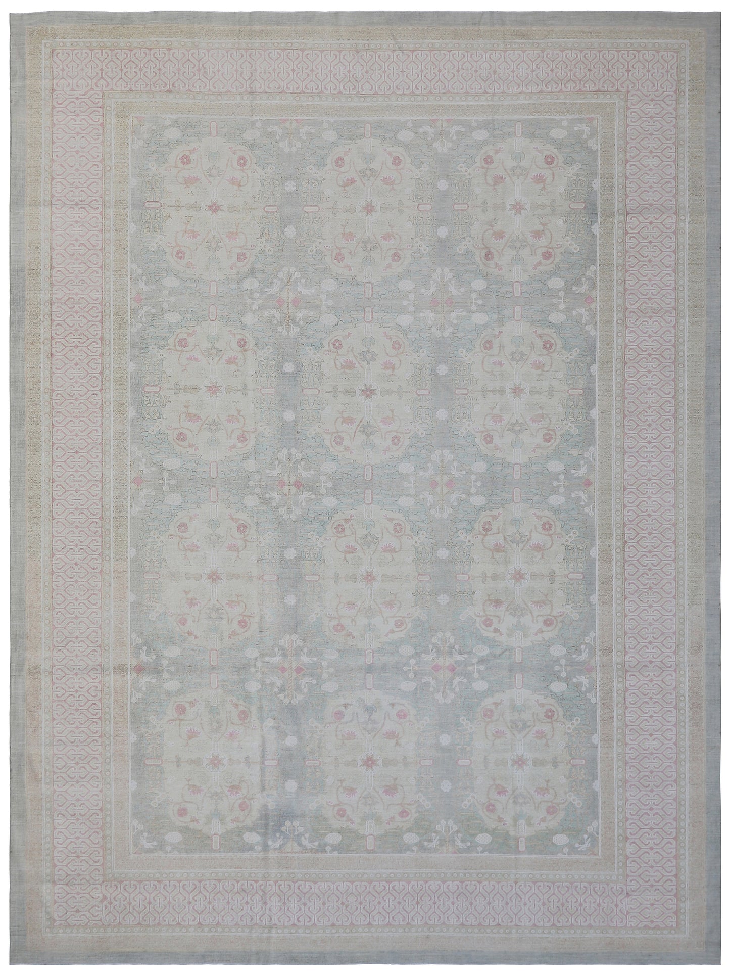 10'x14' Ariana Traditional Sultanabad Design Green Pink White Rug
