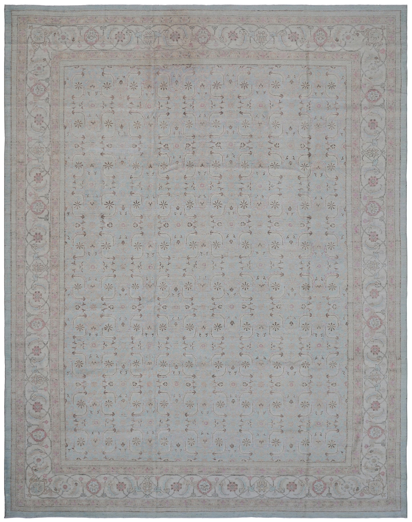 9'x12' Ariana Traditional Tabriz Design Blue Ivory Brown Rug