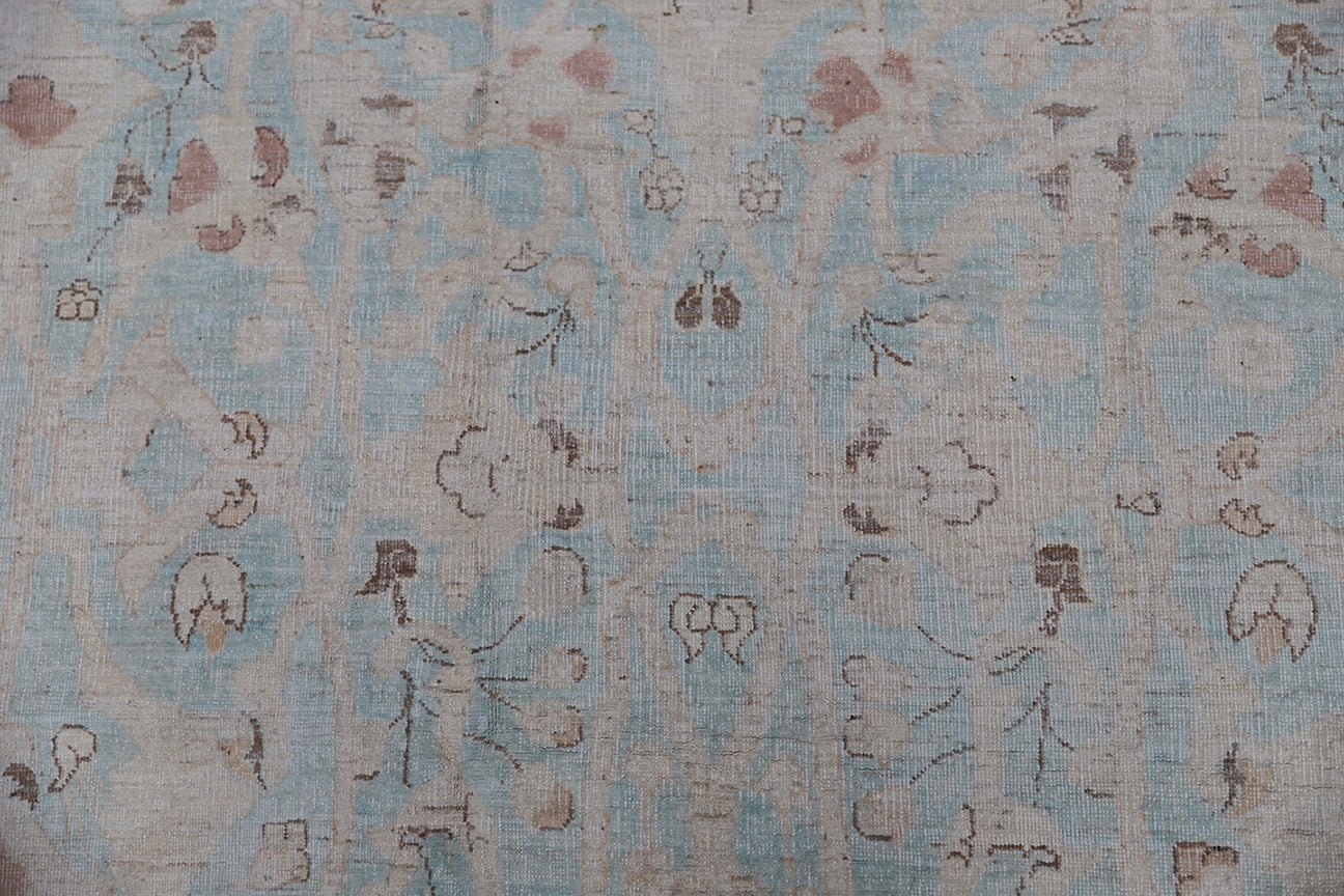 9'x12' Ariana Traditional Tabriz Design Blue Beige Brown Rug