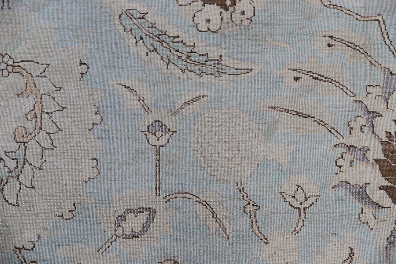 9'x12' Ariana Sultanabad Design Blue Ivory Brown Traditional Rug