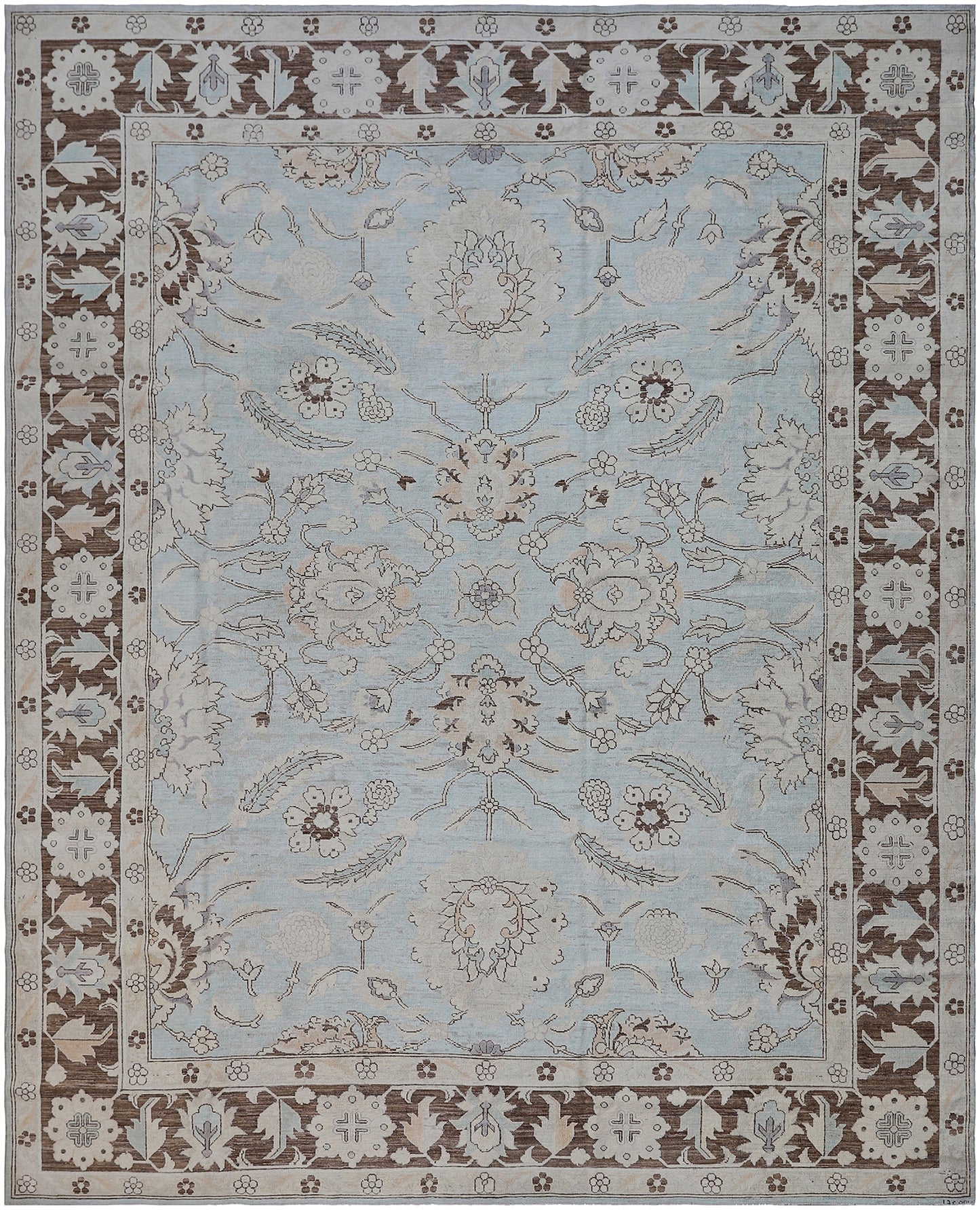 9'x12' Ariana Sultanabad Design Blue Ivory Brown Traditional Rug