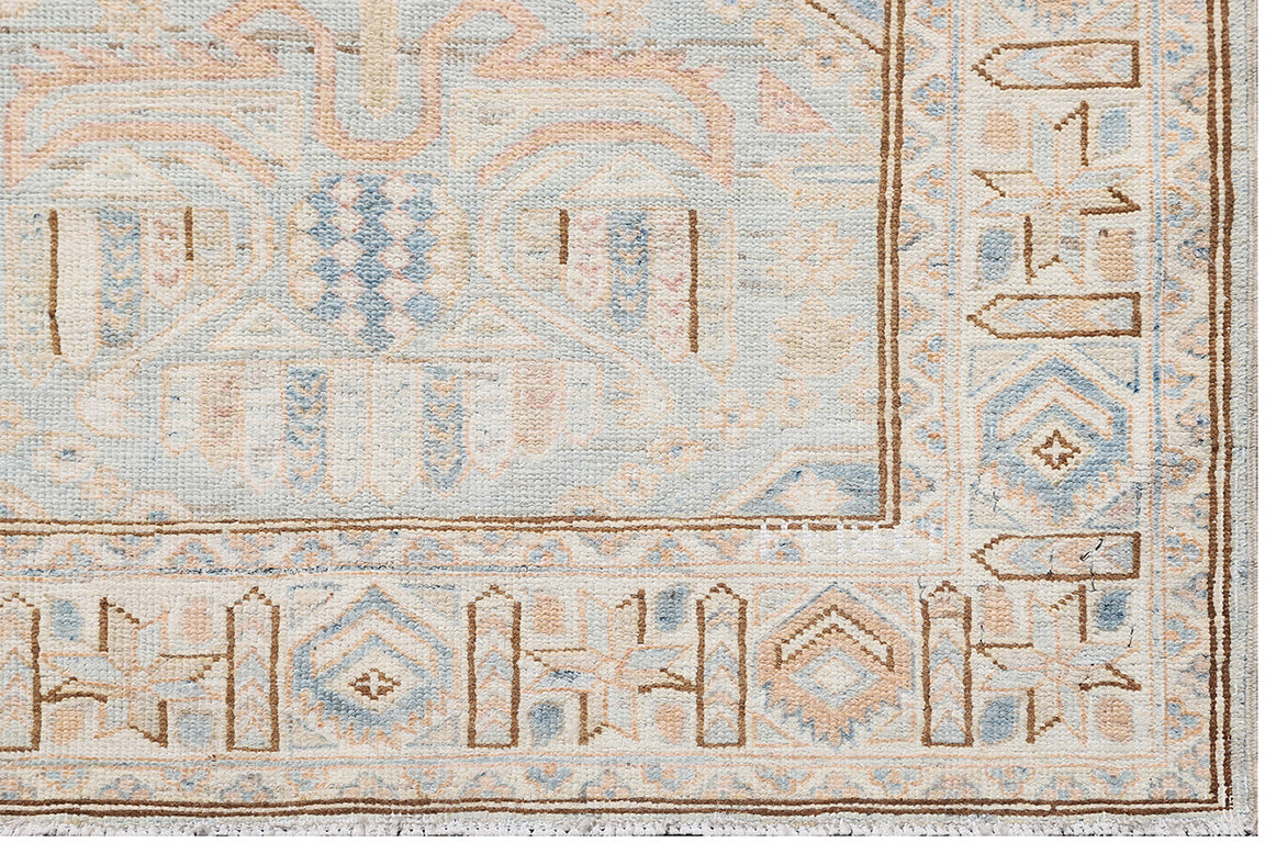 3'x4' Ariana Geometric Blue Ivory Tan Hazara Rug
