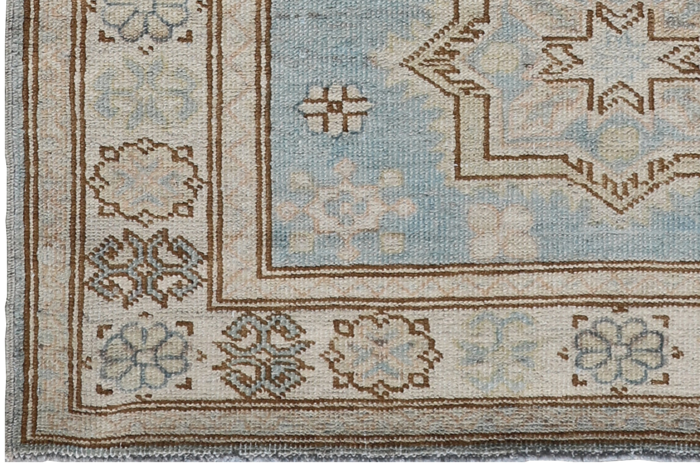 3'x4' Ariana Caucasian Geometric Blue Ivory Brown Hazara Rug