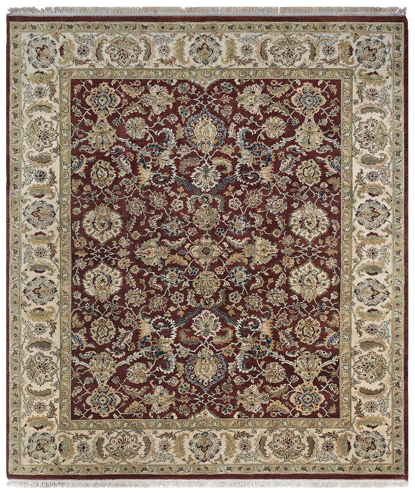 8'x10' Burgundy Agra Design Indian Rug