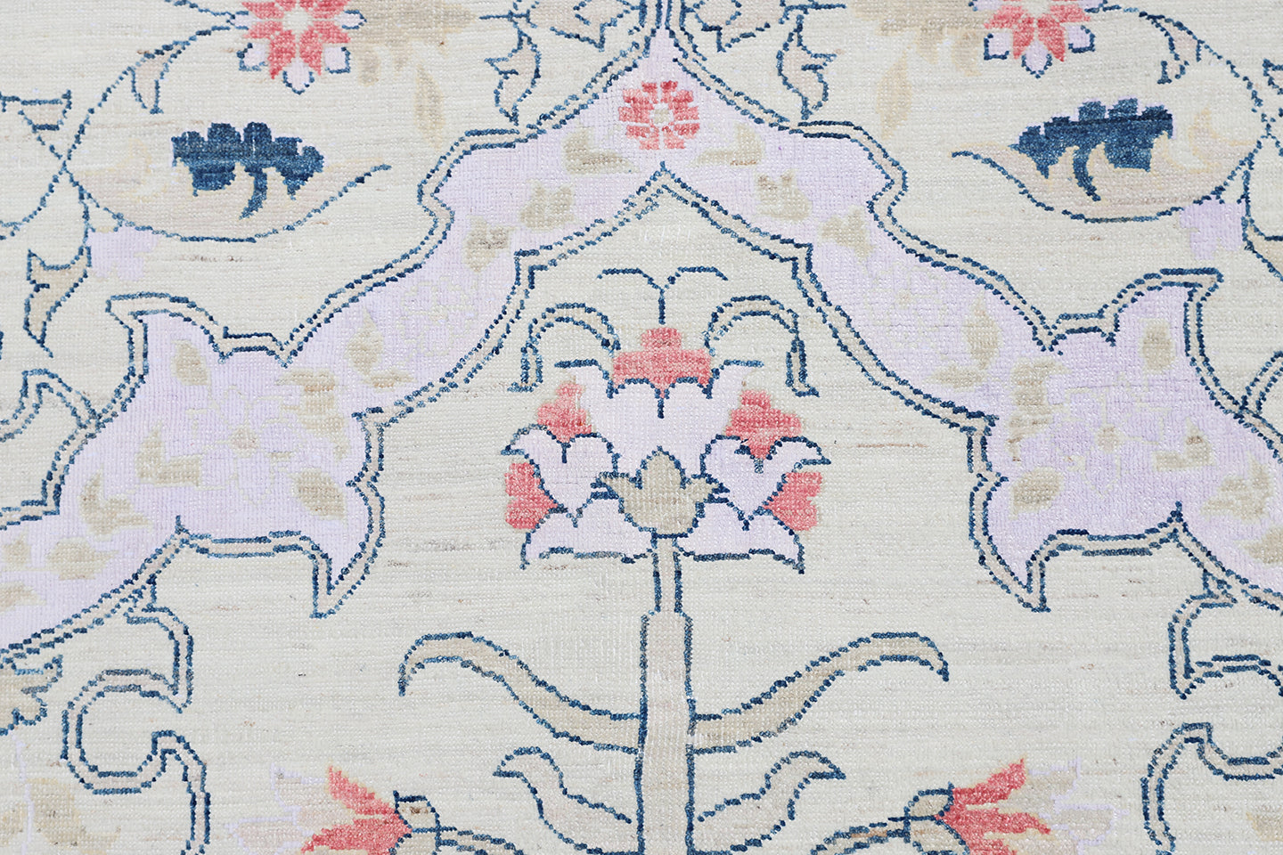 10' x 16' Ariana Floral Light Ivory Rose Peach with Navy Border Transitional Rug