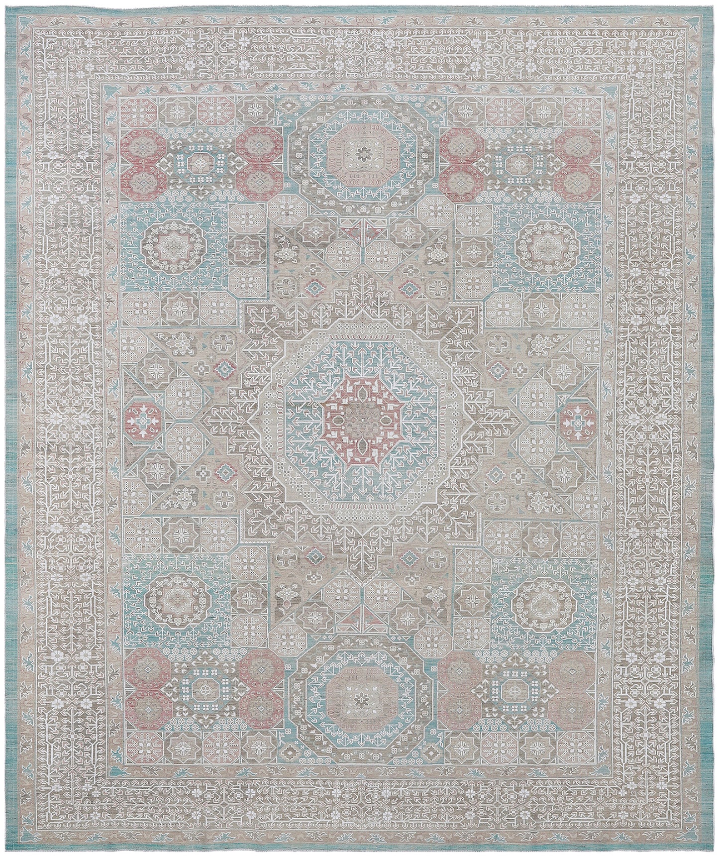 9'x12' Ariana Mamluk Design Blue Ivory Beige Traditional Rug