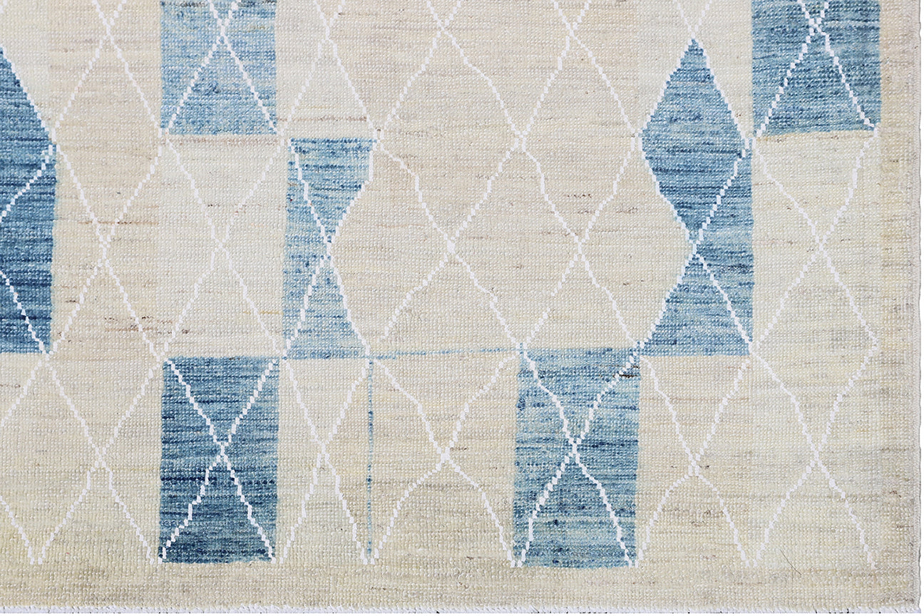 10'x14' Blue and Ivory Geometric Ariana Modern Rug