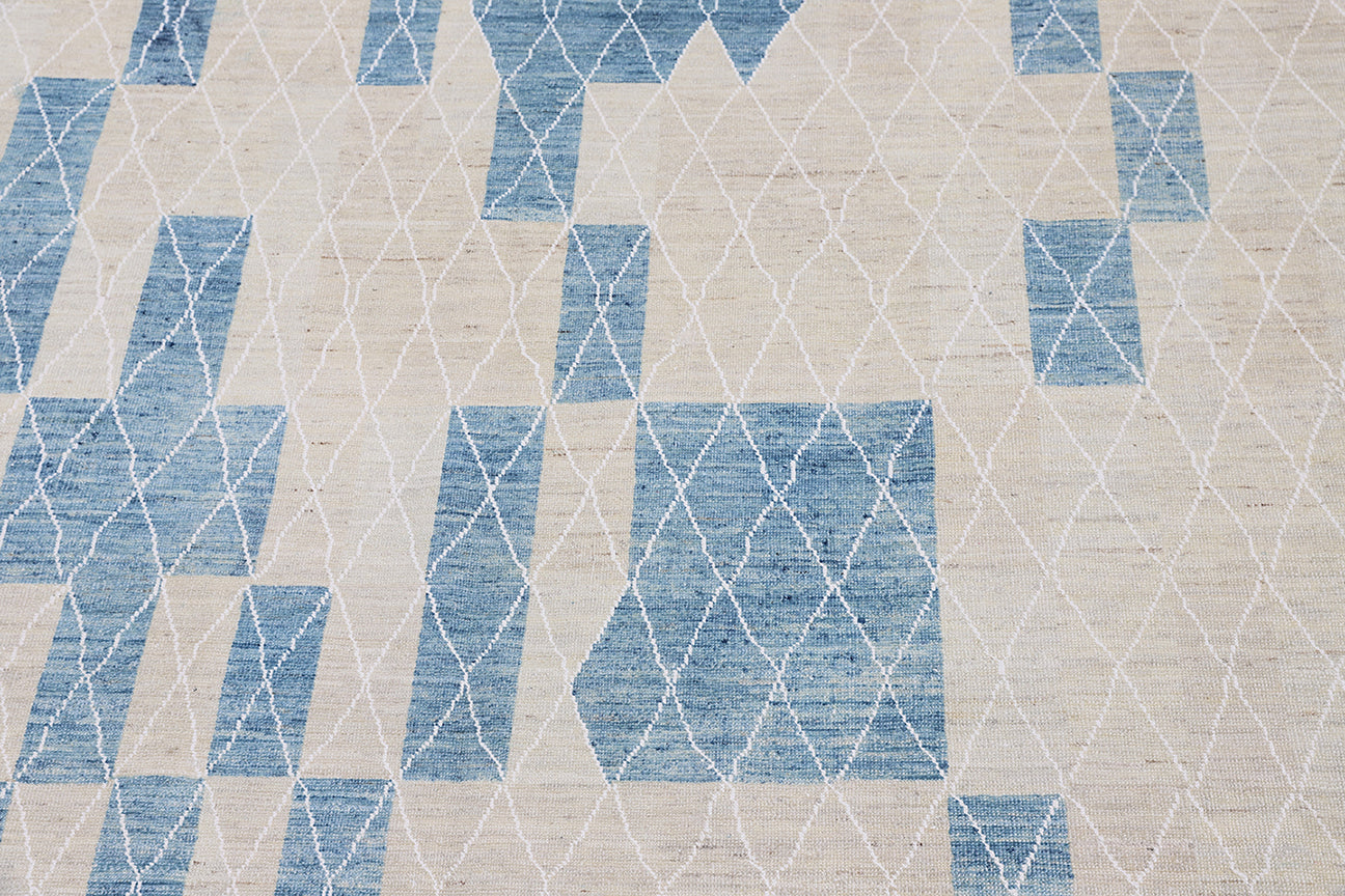 10'x14' Blue and Ivory Geometric Ariana Modern Rug