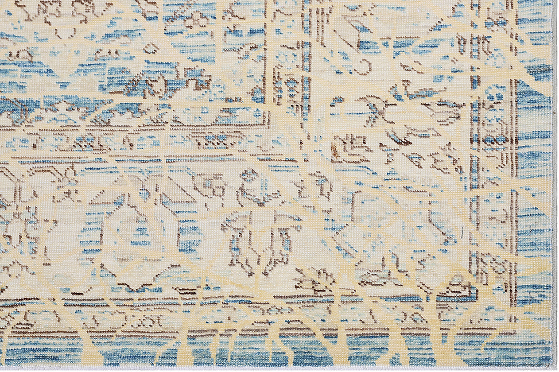 6'x8' Ariana Agra Design Blue Ivory Traditional Rug
