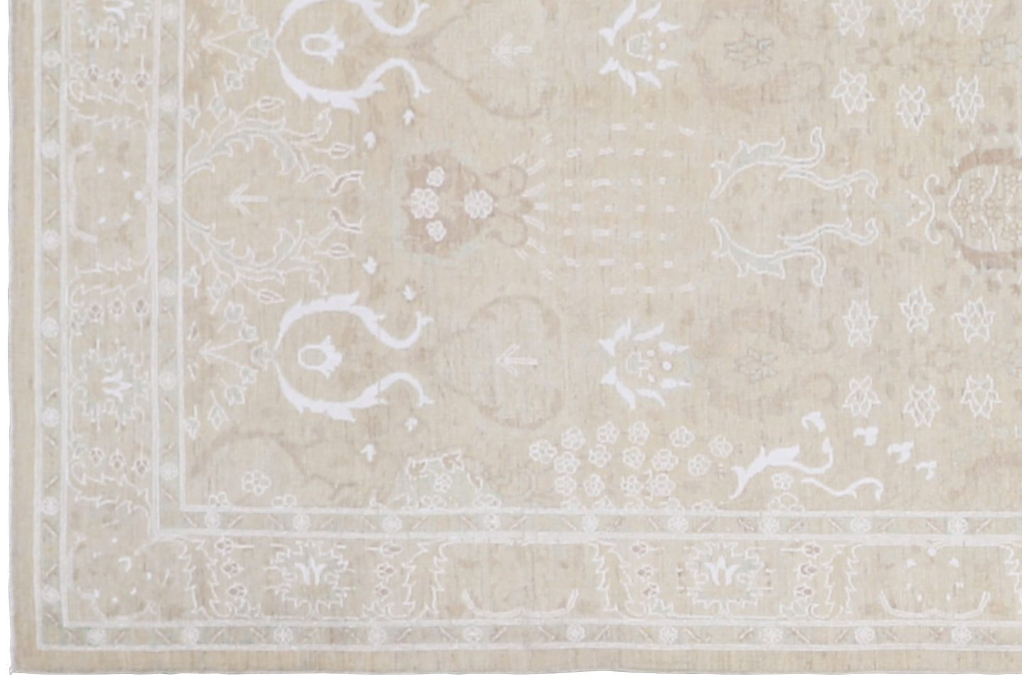 14'x4' Ariana Tabriz Design Ivory White Runner Rug