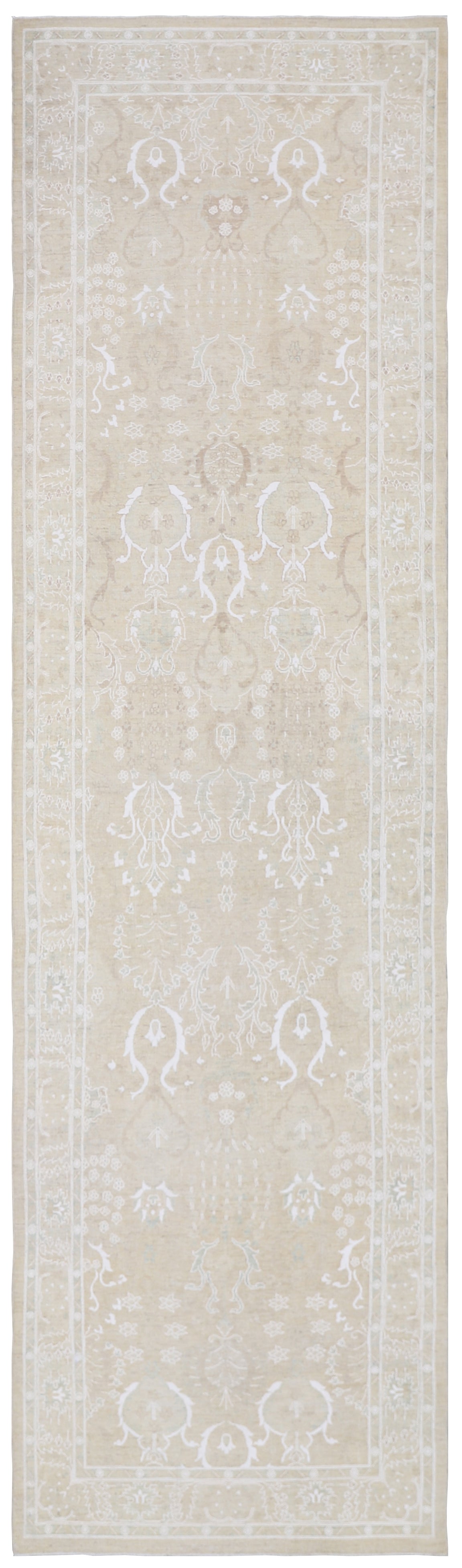 14'x4' Ariana Tabriz Design Ivory White Runner Rug