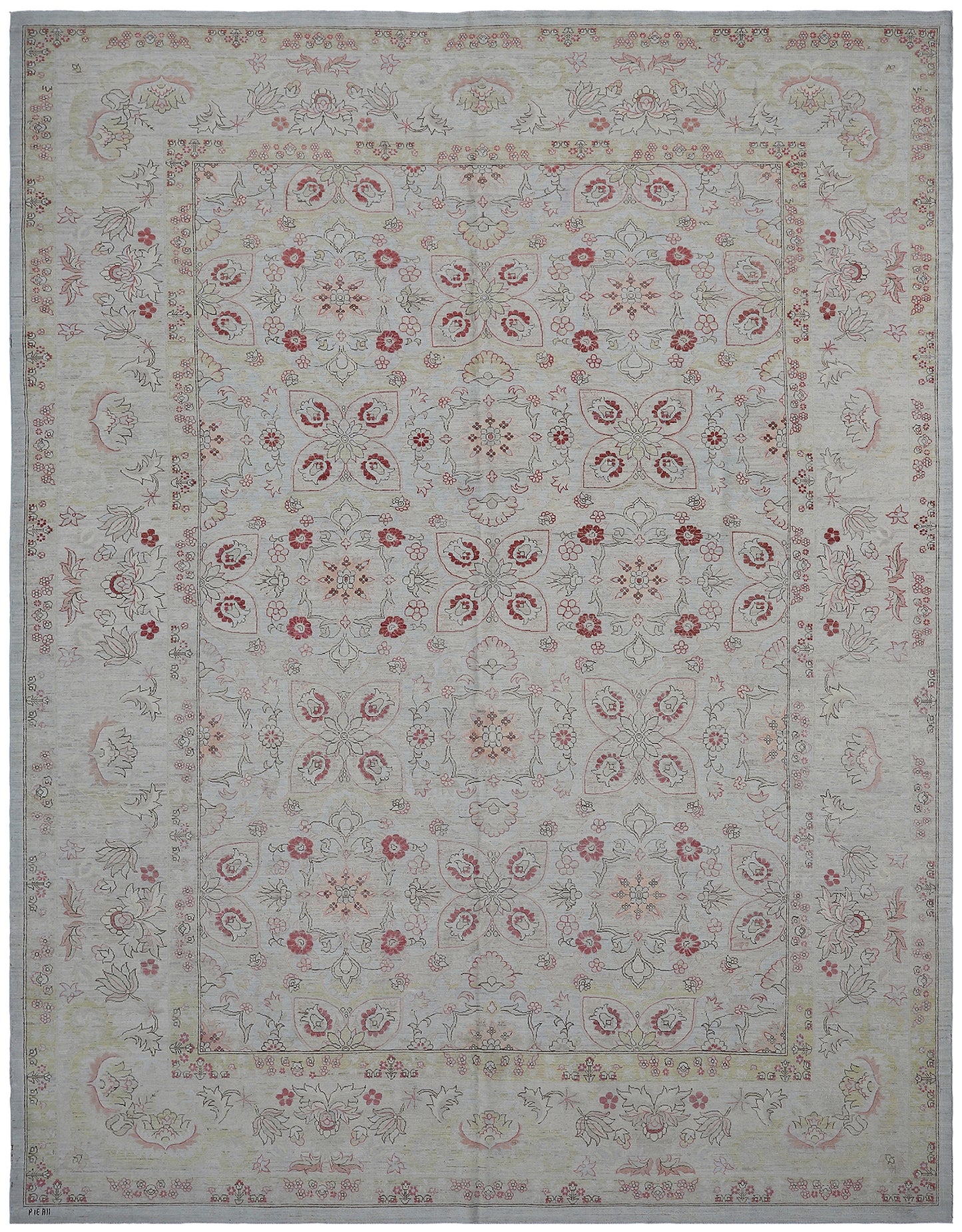 9'x12' Soft Red and White Floral Design Ariana Transitional Rug