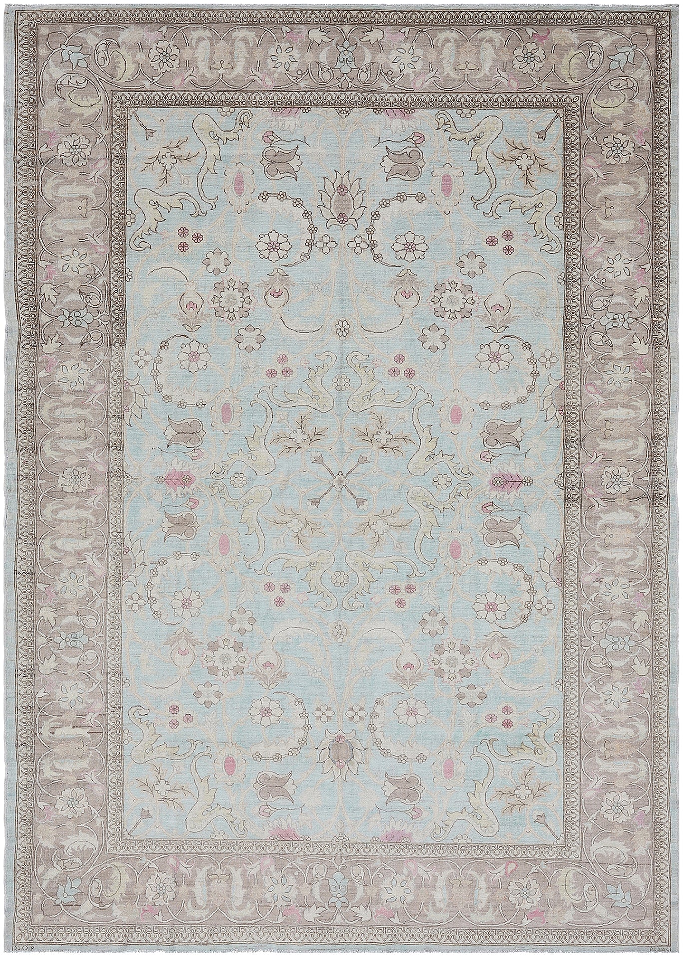 6'x10' Ariana Tabriz Design Blue Ivory Rug