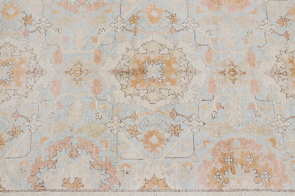 4'x15' Ariana Agra Design Blue Ivory Peach Runner