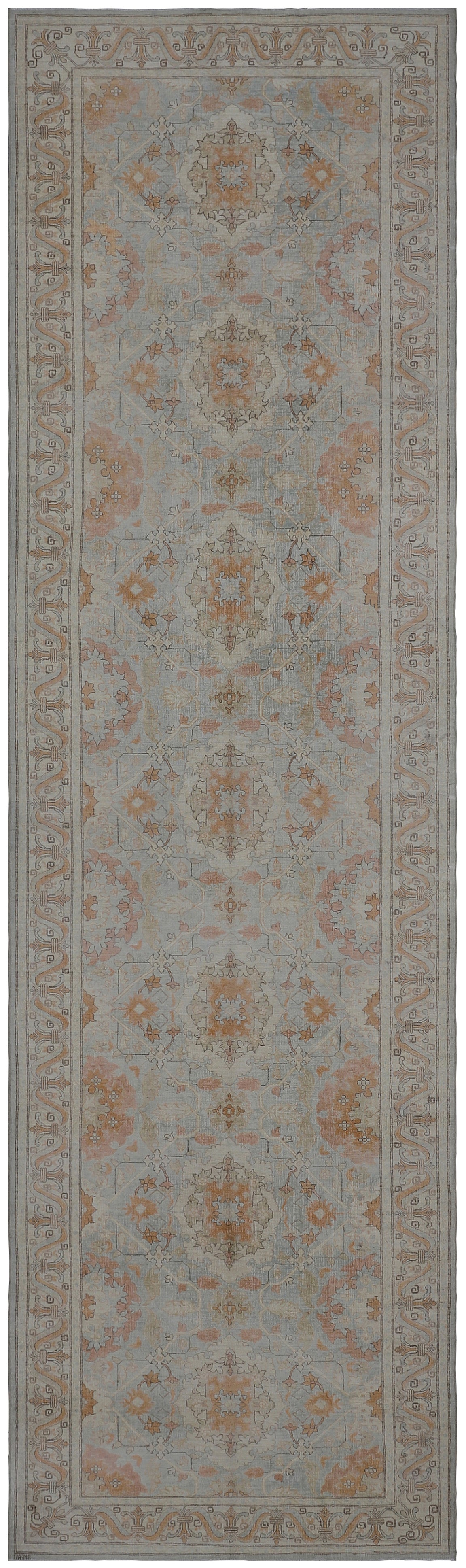 4'x15' Ariana Agra Design Blue Ivory Peach Runner