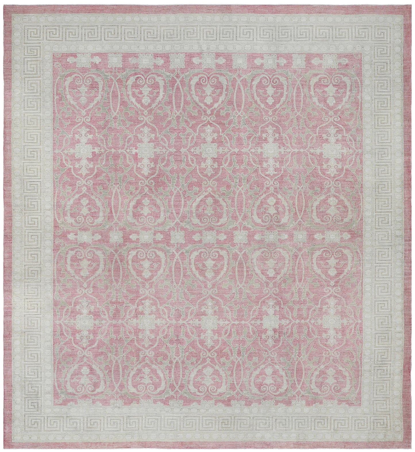 10x12 Pink and Cream Traditional Fine Rug