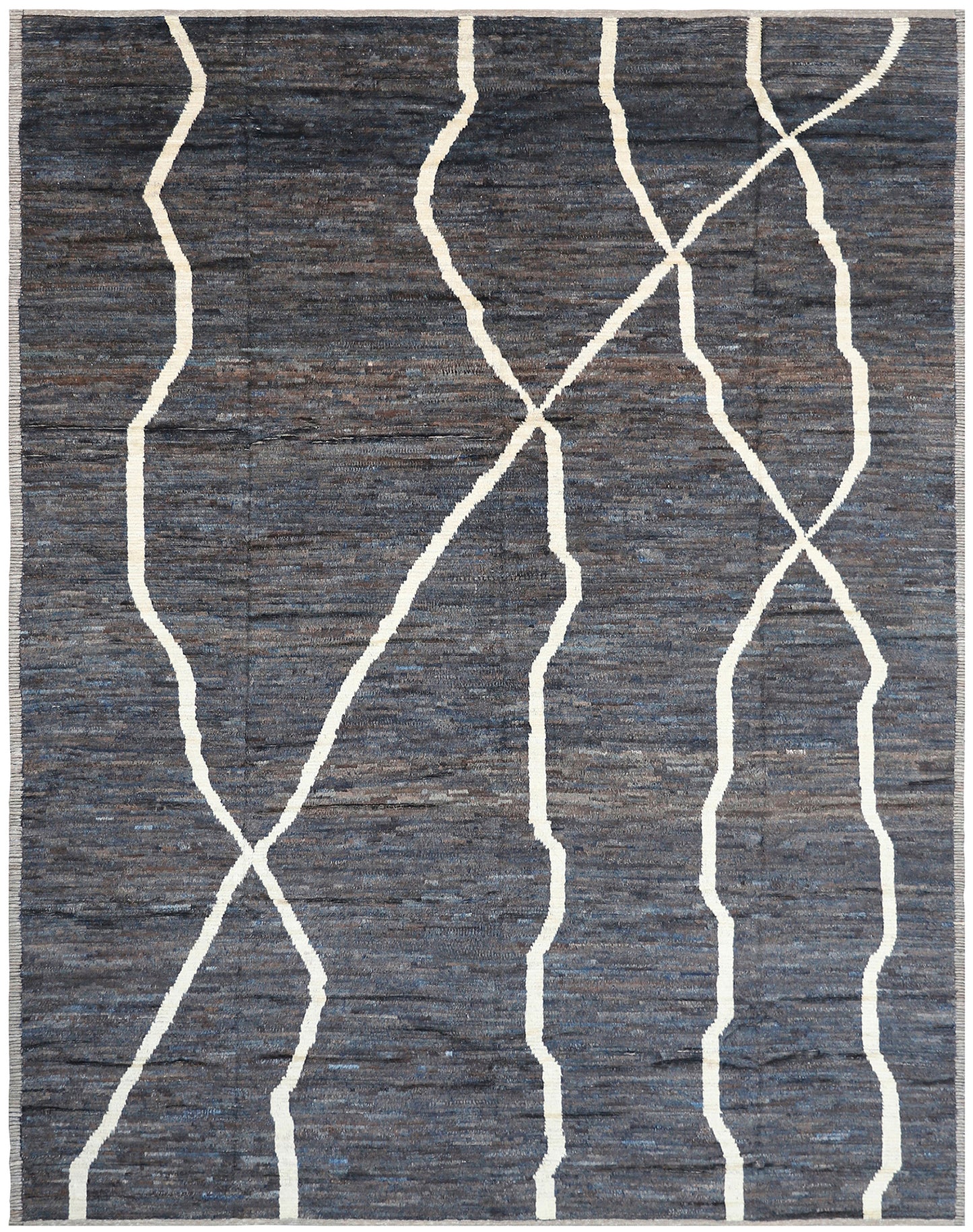 13'x17' Navy and White Contemporary Moroccan Design Area Rug