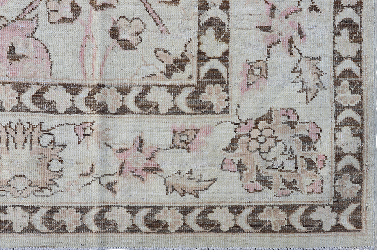 6'x9' Ariana Tabriz Design Ivory Brown Pink Rug