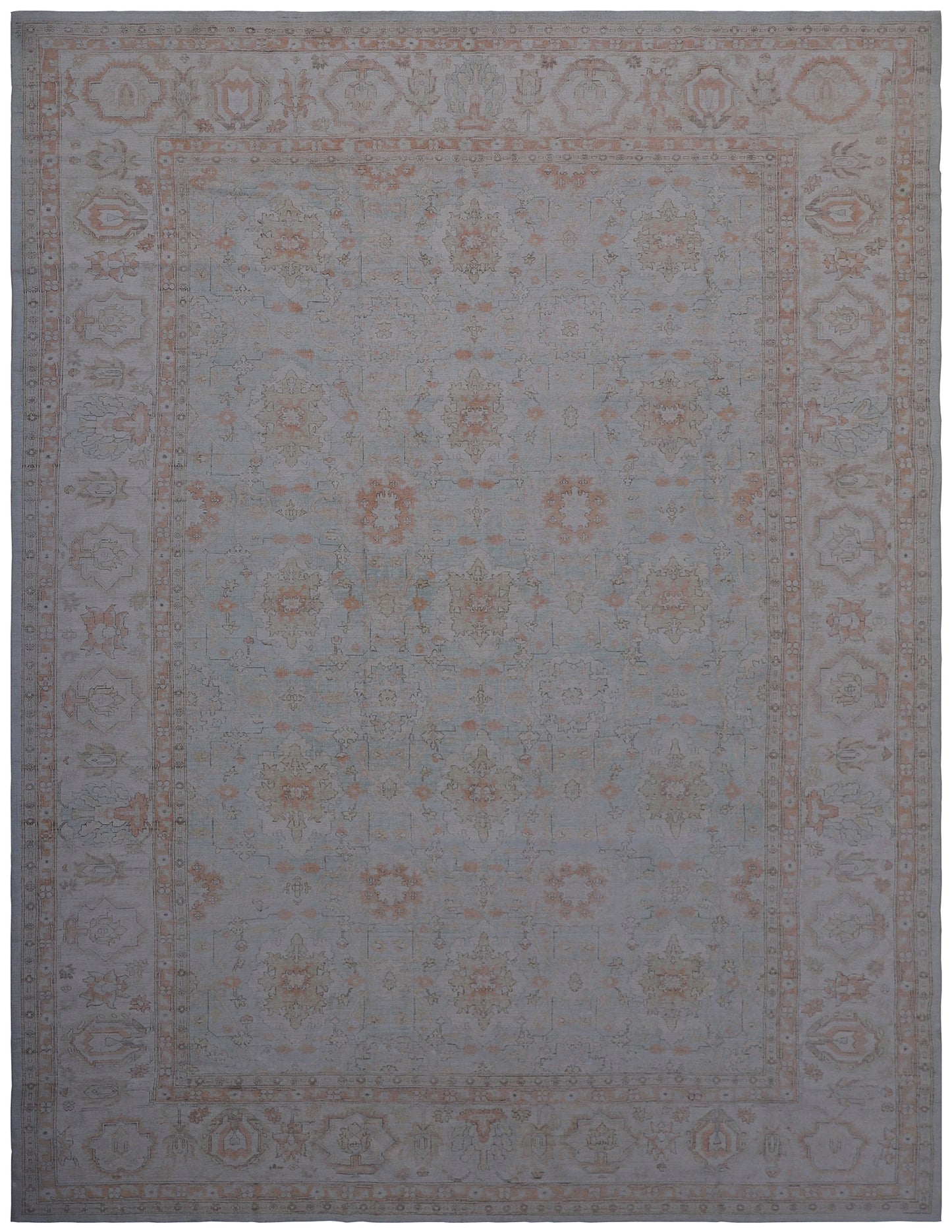 9'x13' Ariana Agra design Blue Rust Ivory Brown Rug