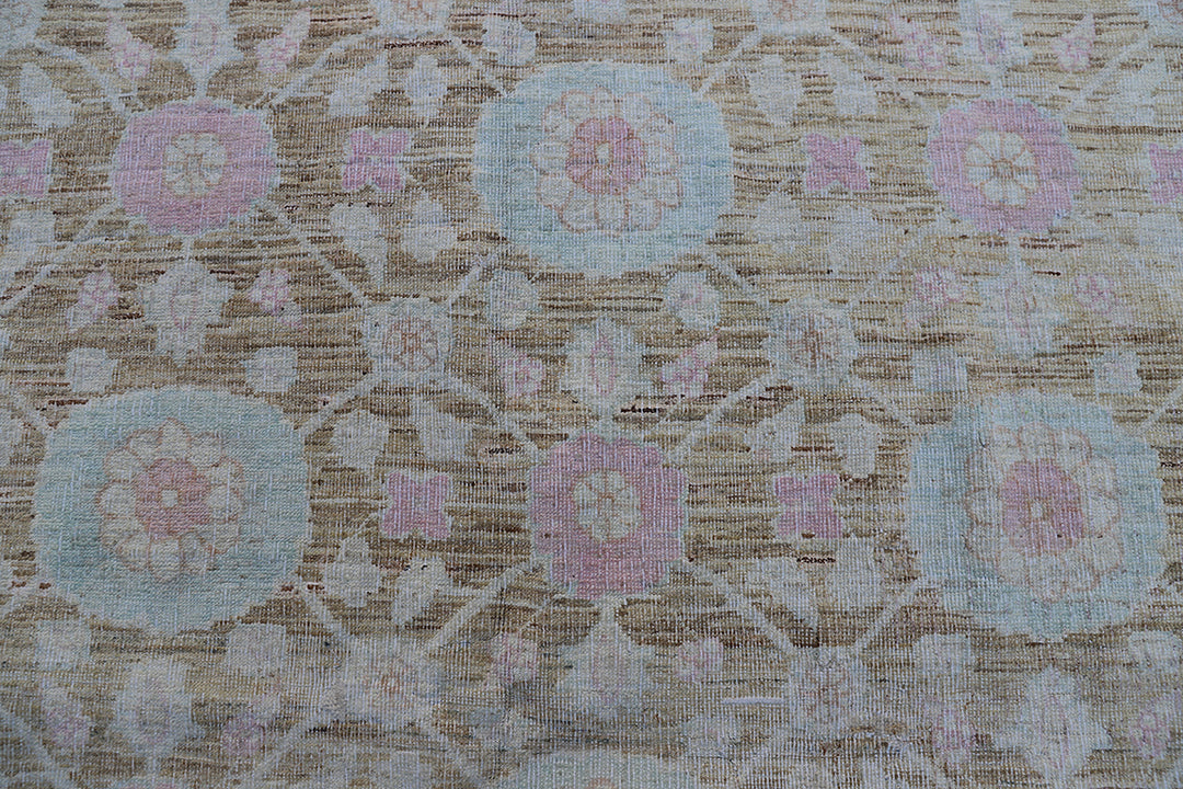8'x10' Ariana Fine Tabriz Design Transitional Brown Ivory Blue Pink Rug