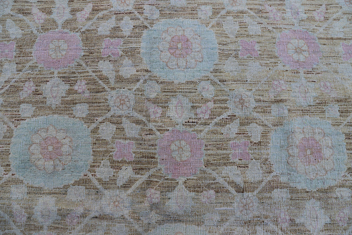 8'x10' Ariana Fine Tabriz Design Transitional Brown Ivory Blue Pink Rug