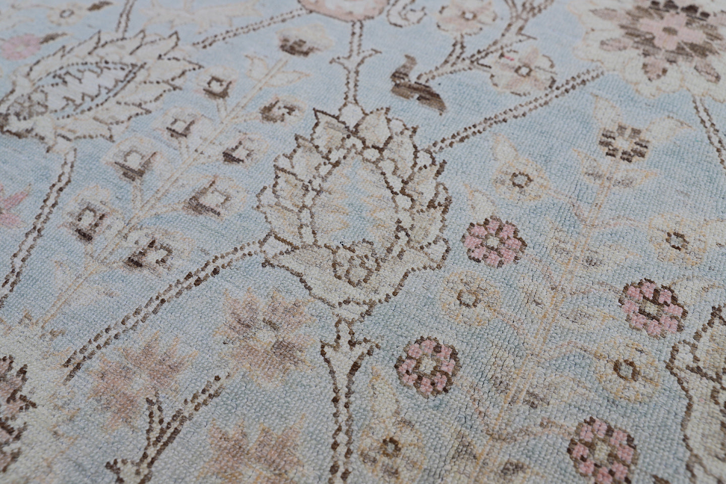 6'x9' Ariana Tabriz design Blue Brown Rug